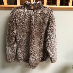 Simply Southern Brown Teddy Sherpa Quarter-Zip Pullover